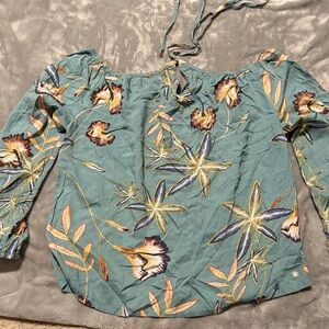 Roxy Teal Floral Off-Shoulder Blouse
